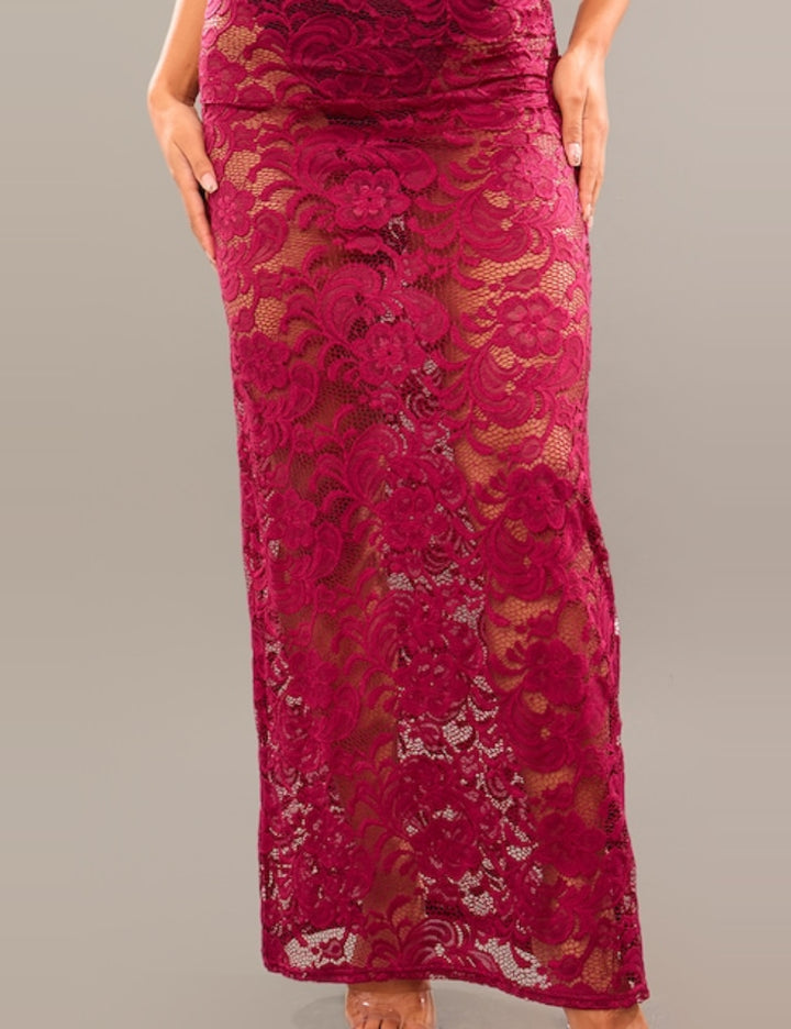 PRETTYLITTLETHING maxi szoknya, bordó