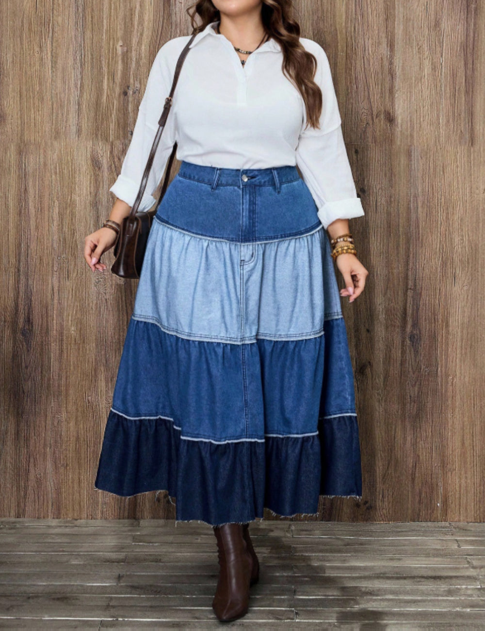 Shein Curve+ maxi szoknya, kék