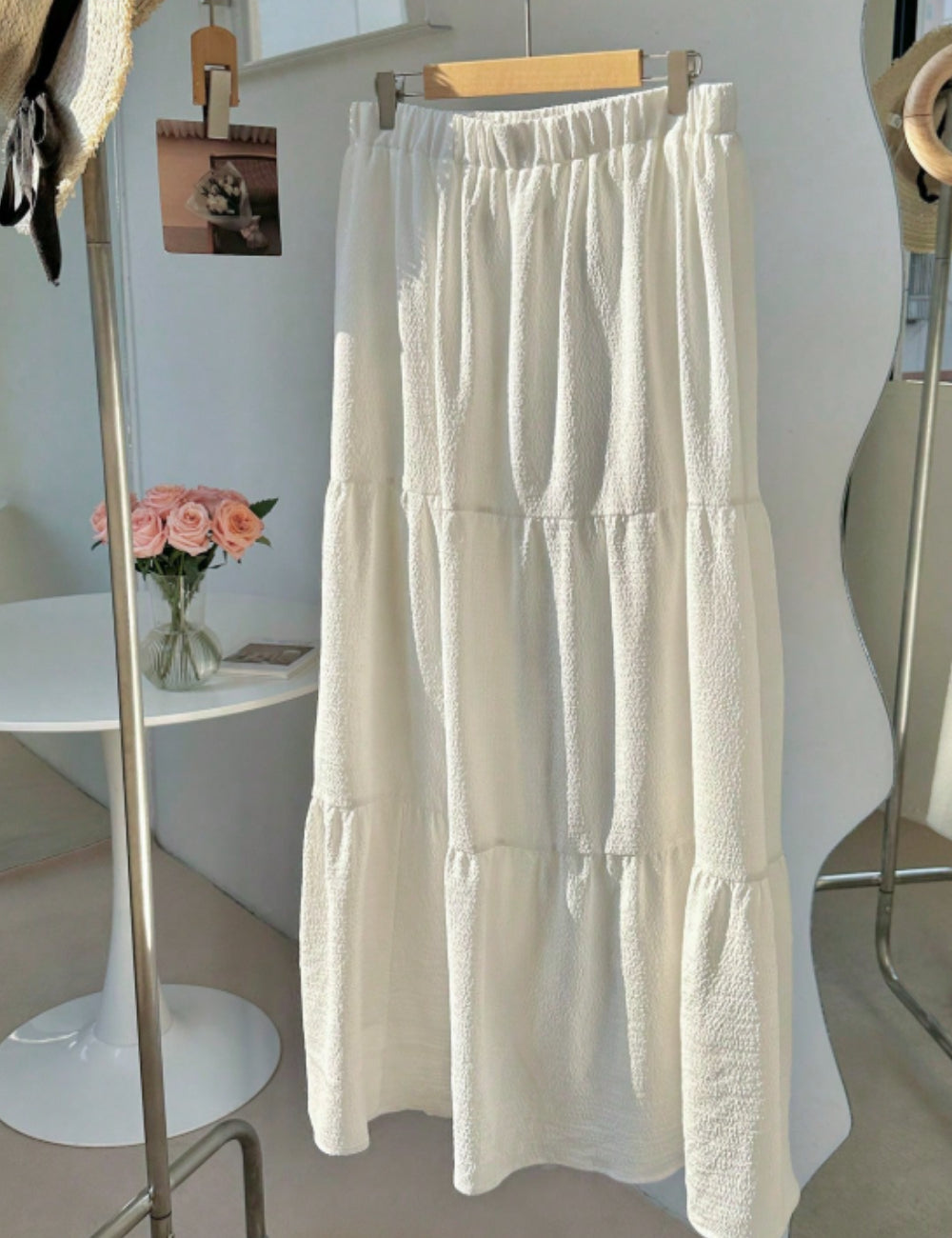 Fustă maxi Shein Curve+, alb