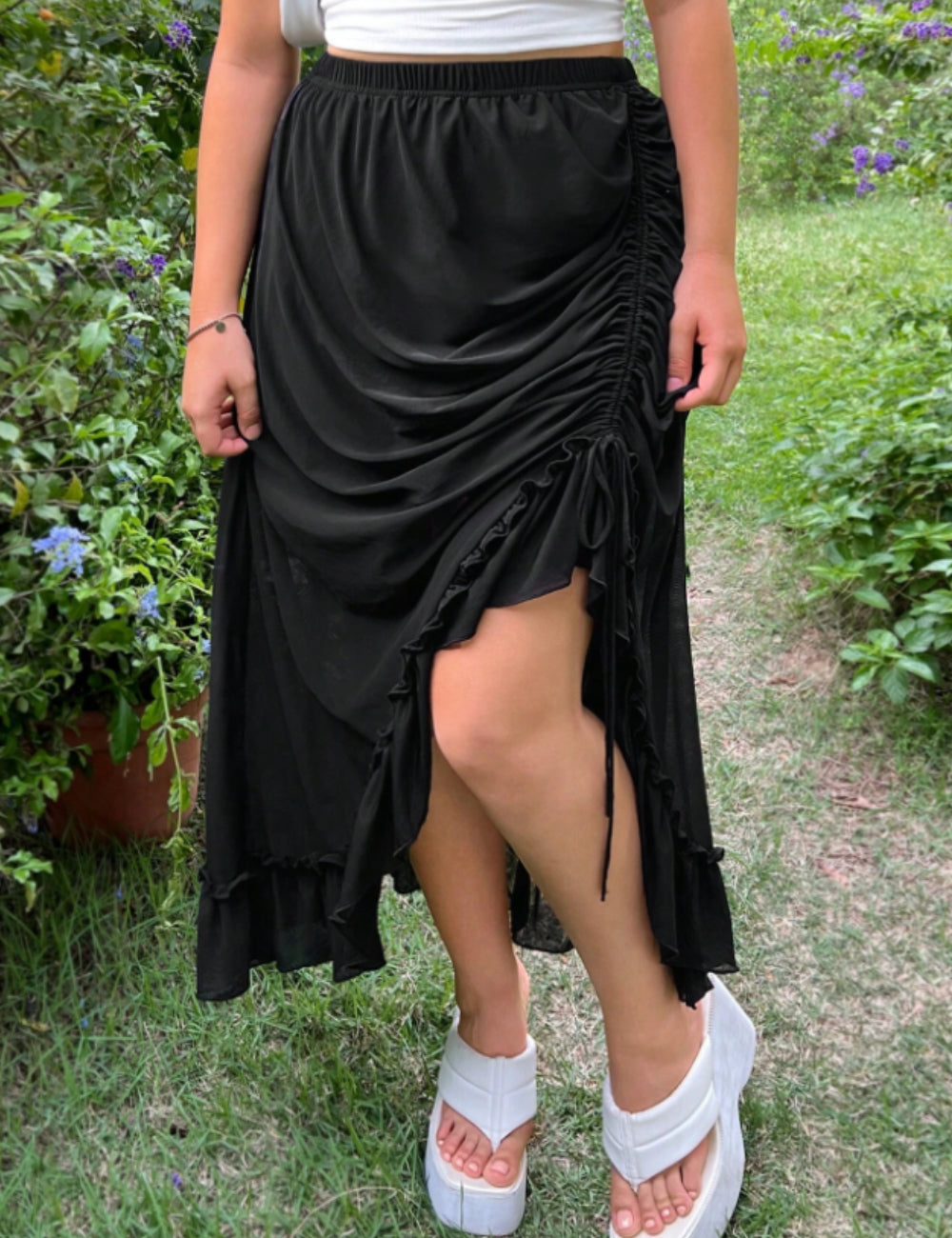 Shein Curve+ maxi szoknya, fekete