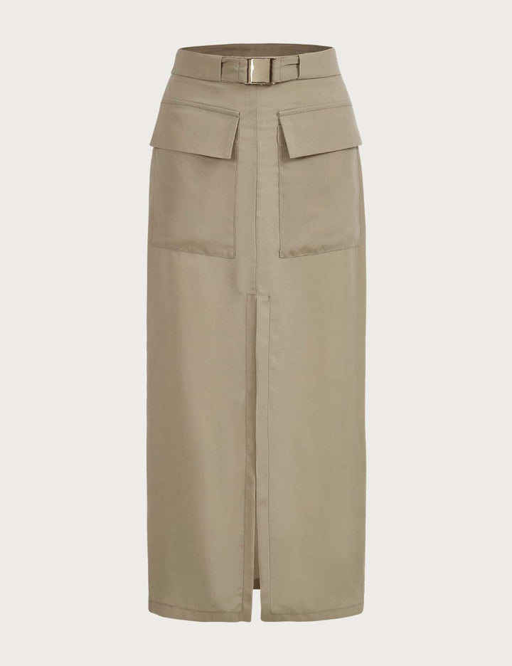Shein khaki maxi szoknya