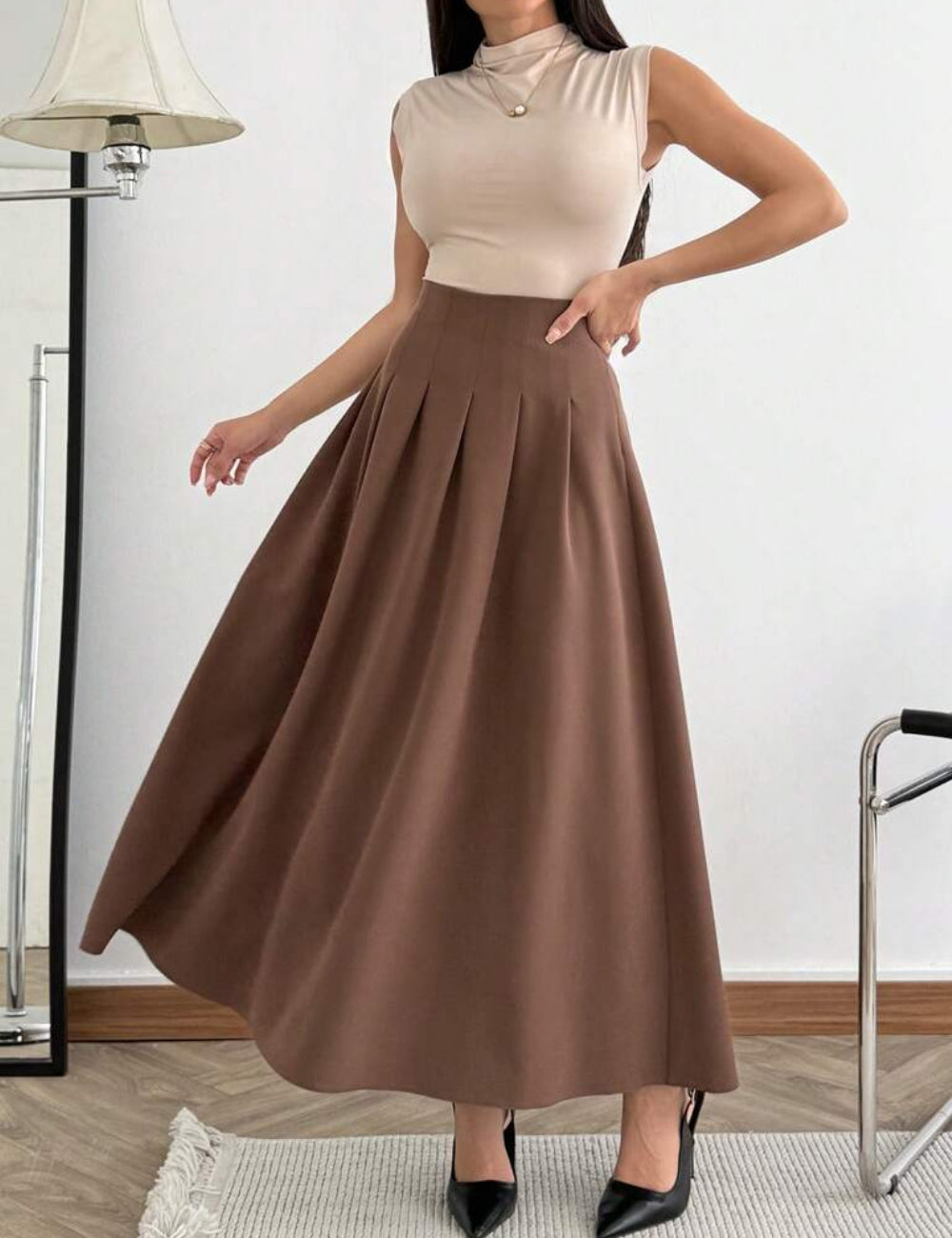 Shein barna maxi szoknya