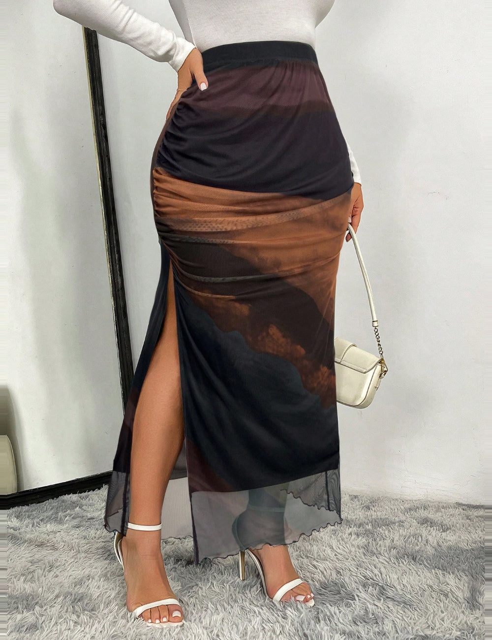 Shein Curve+ maxiszoknya, színes