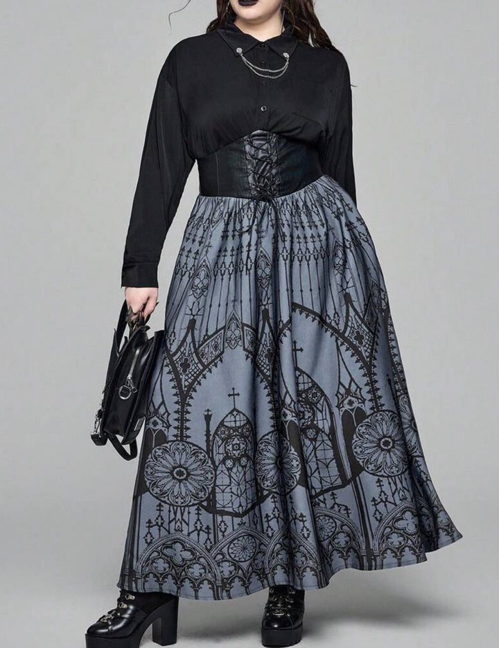 Shein Curve+ maxi szoknya, többszínű