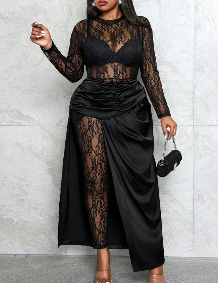Shein Curve+ maxi szoknya, fekete