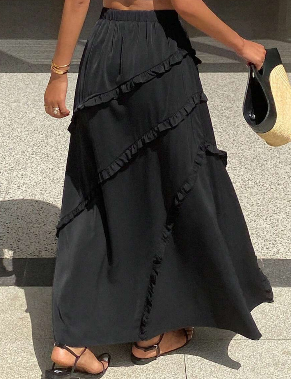SHEIN maxiszoknya, fekete