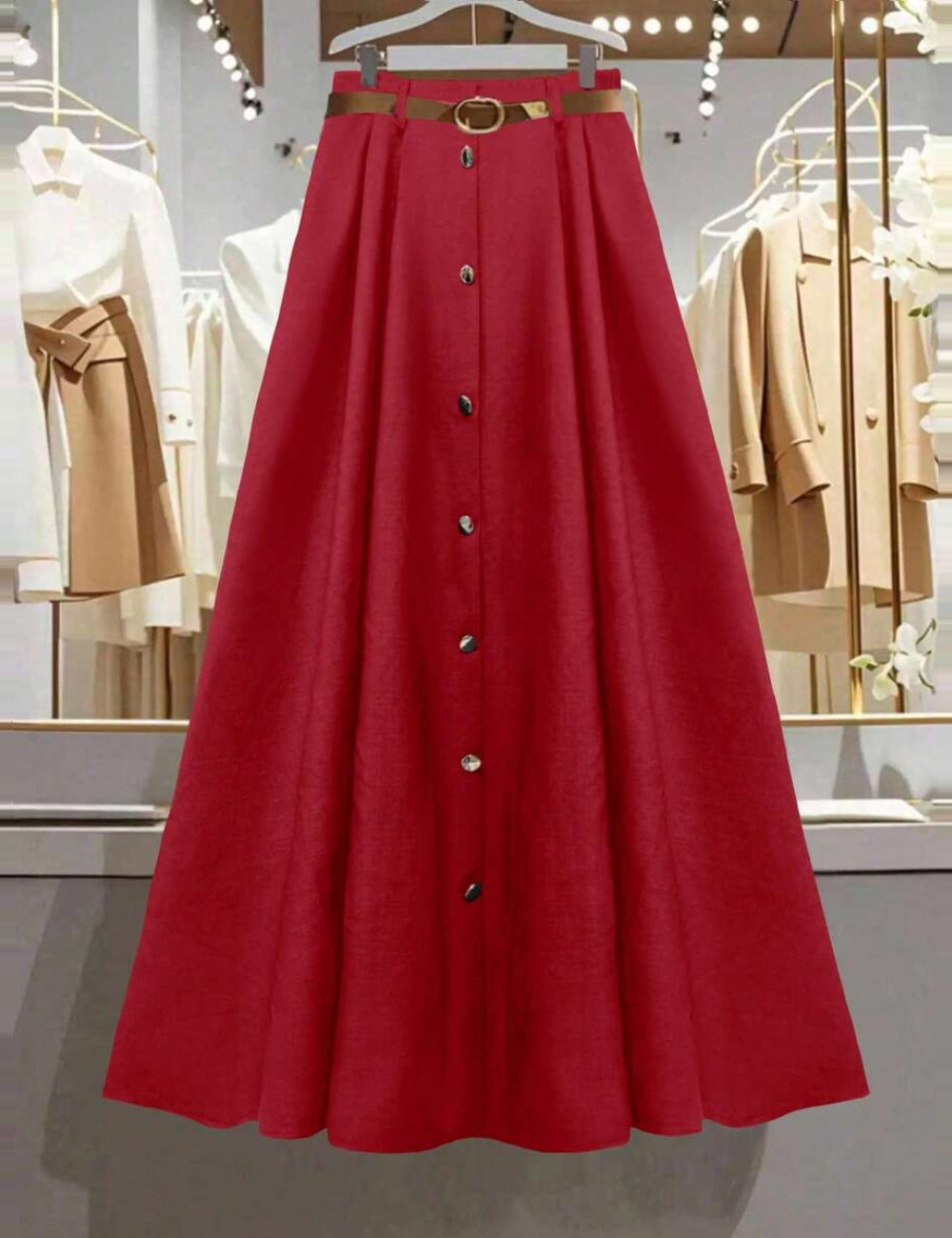 Shein Curve+ maxiszoknya, piros