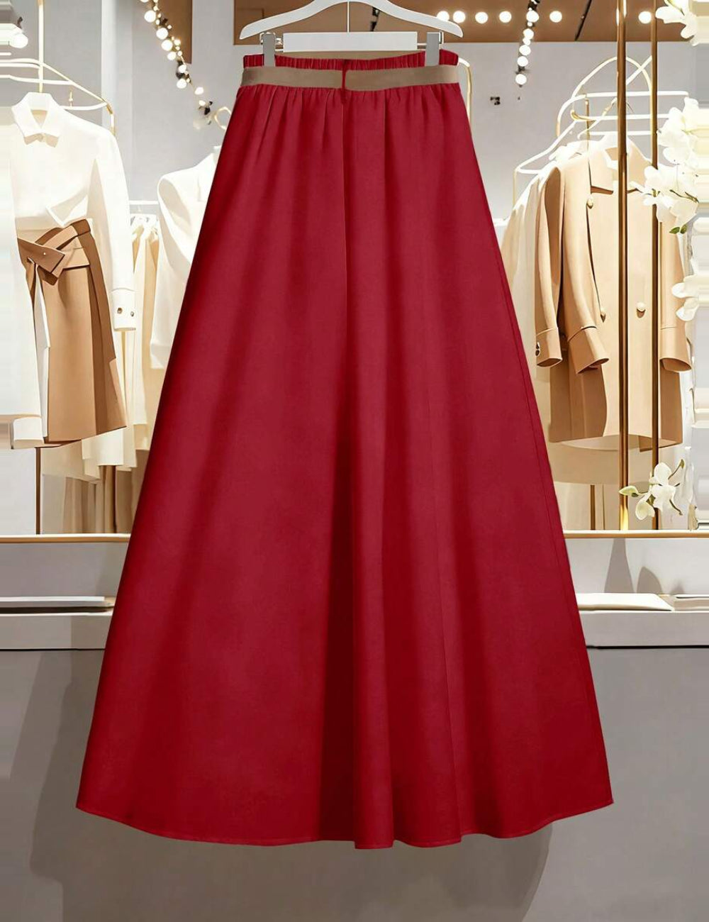 Shein Curve+ maxiszoknya, piros