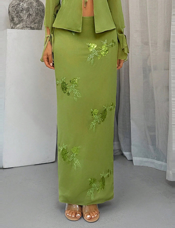 Shein maxi szoknya, zöld