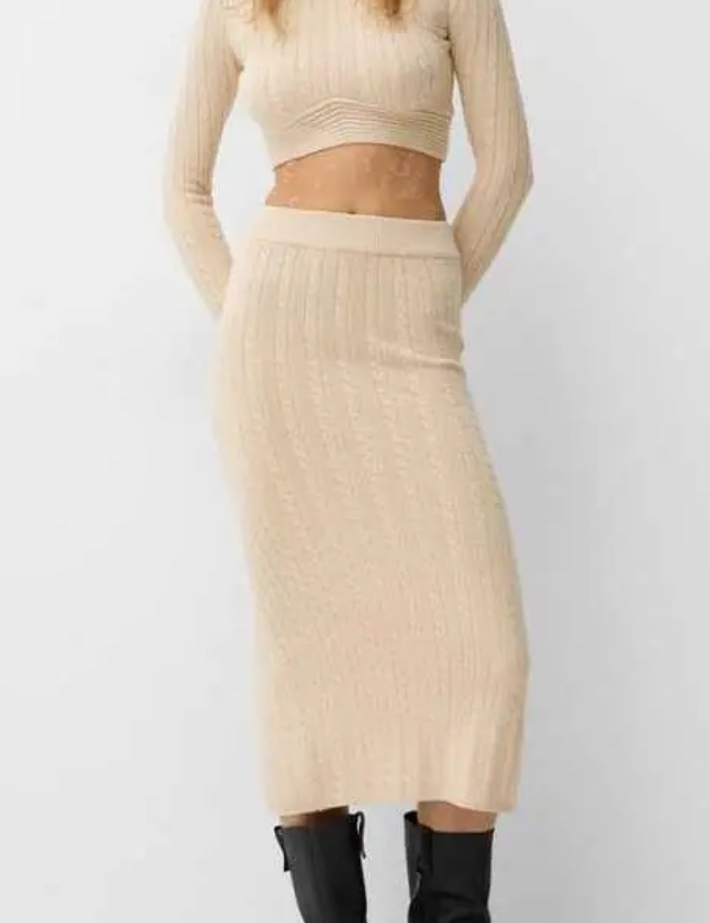 Bershka midiszoknya, bézs
