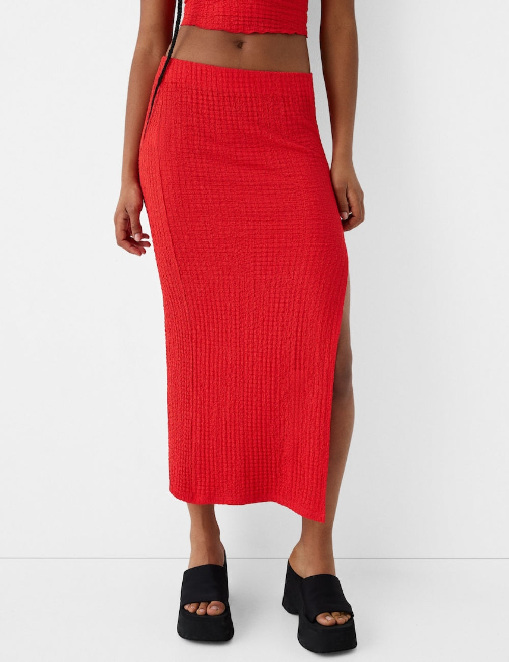 Bershka midiszoknya, piros