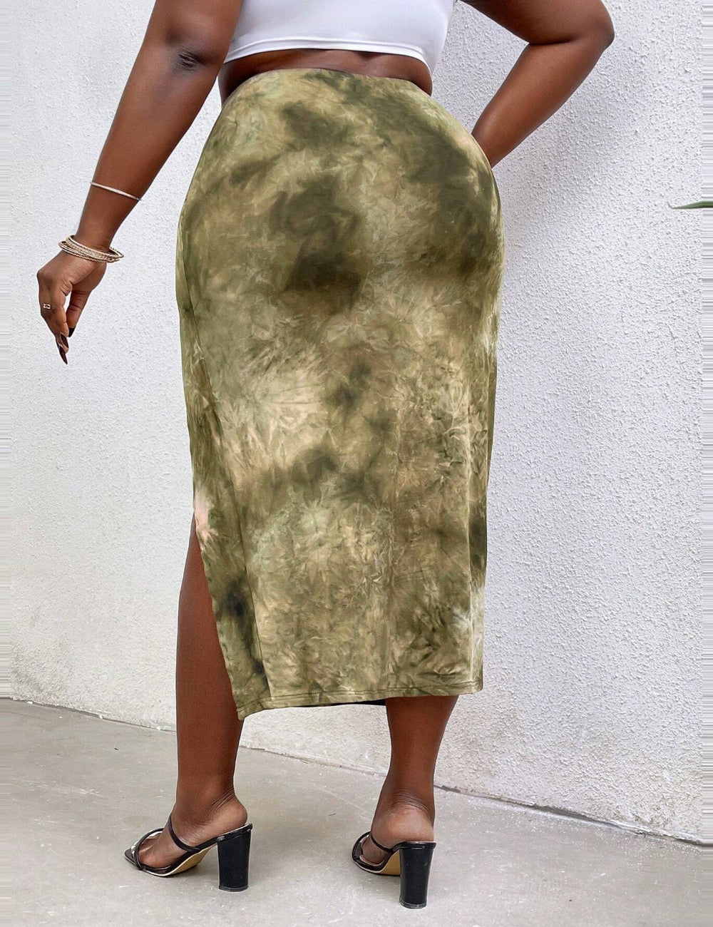 Fustă midi Shein Curve+, mix culori