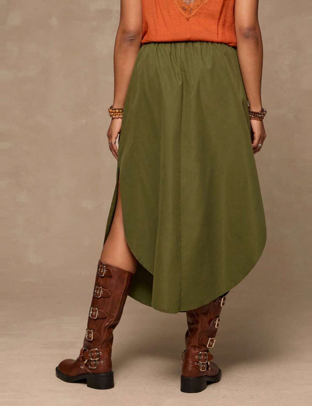 Shein midi szoknya, khaki