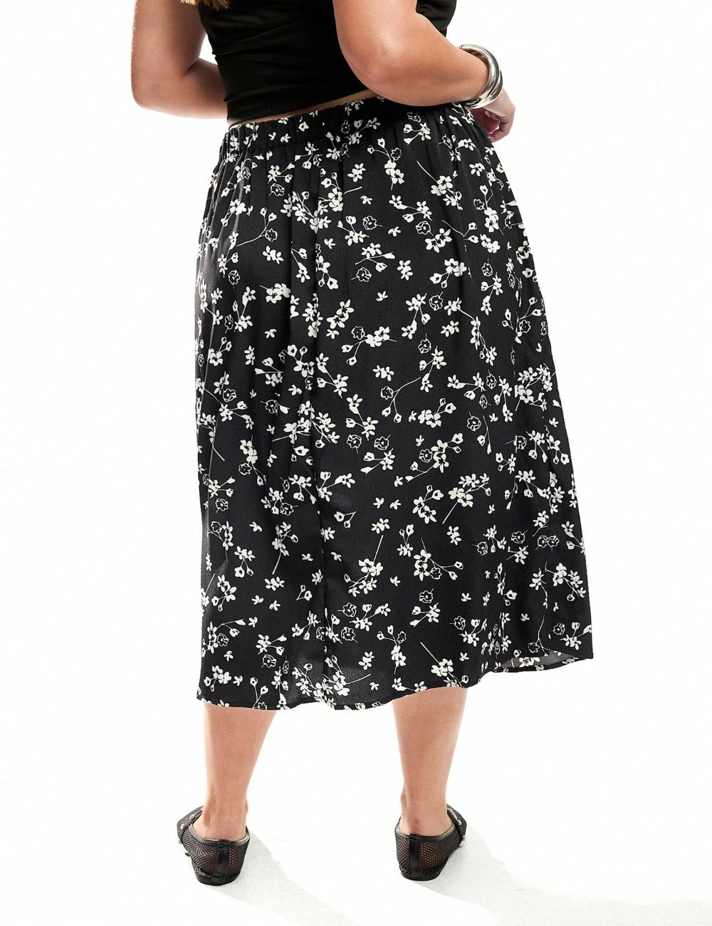 Fustă midi Shein Curve+, negru