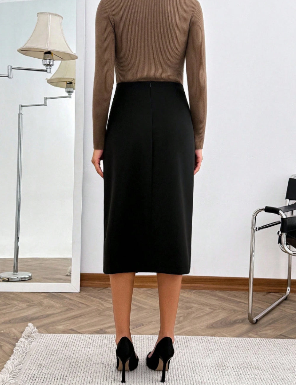 Shein midiszoknya, fekete