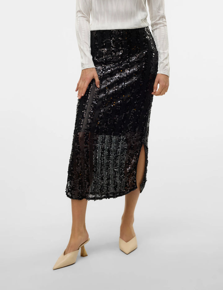 Vero Moda midi szoknya, fekete