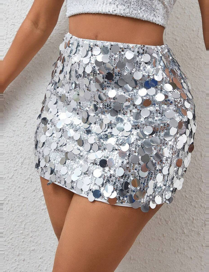 Shein mini skirt, silver