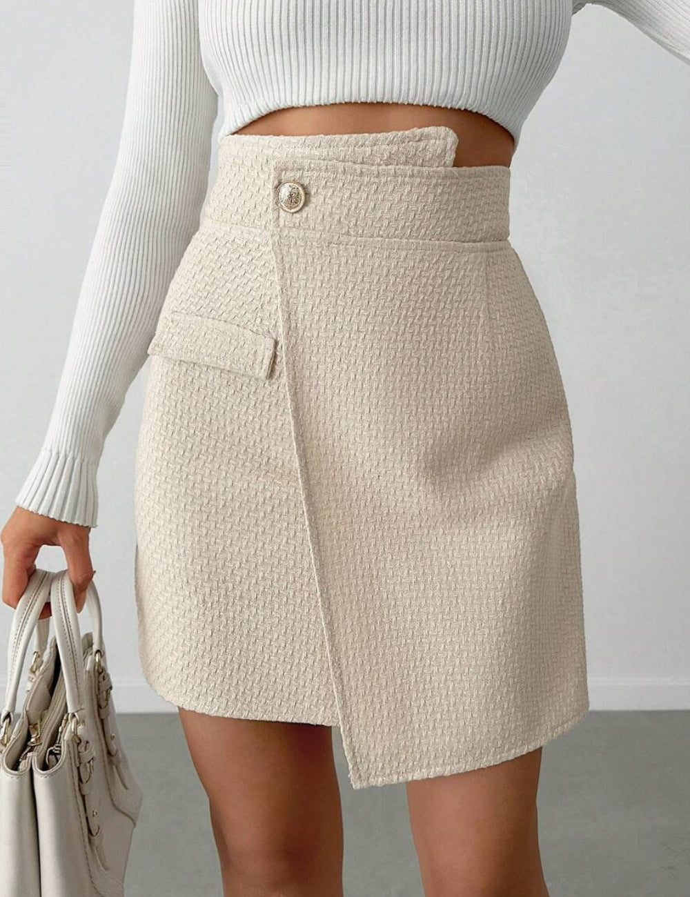 Shein mini szoknya, bézs
