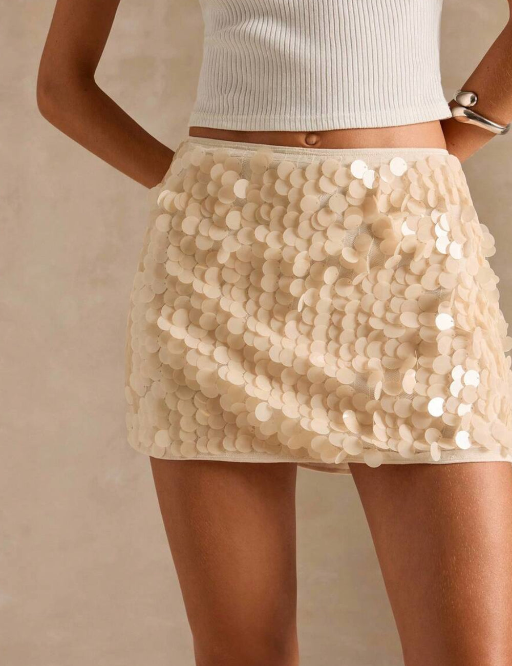 Shein miniszoknya, bézs