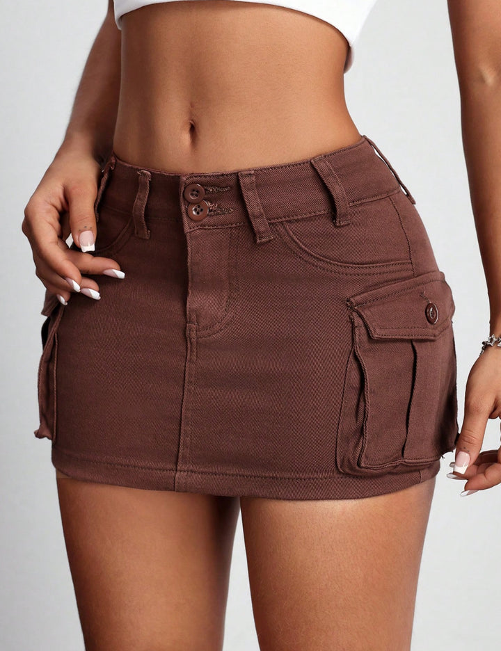 Shein miniszoknya, barna