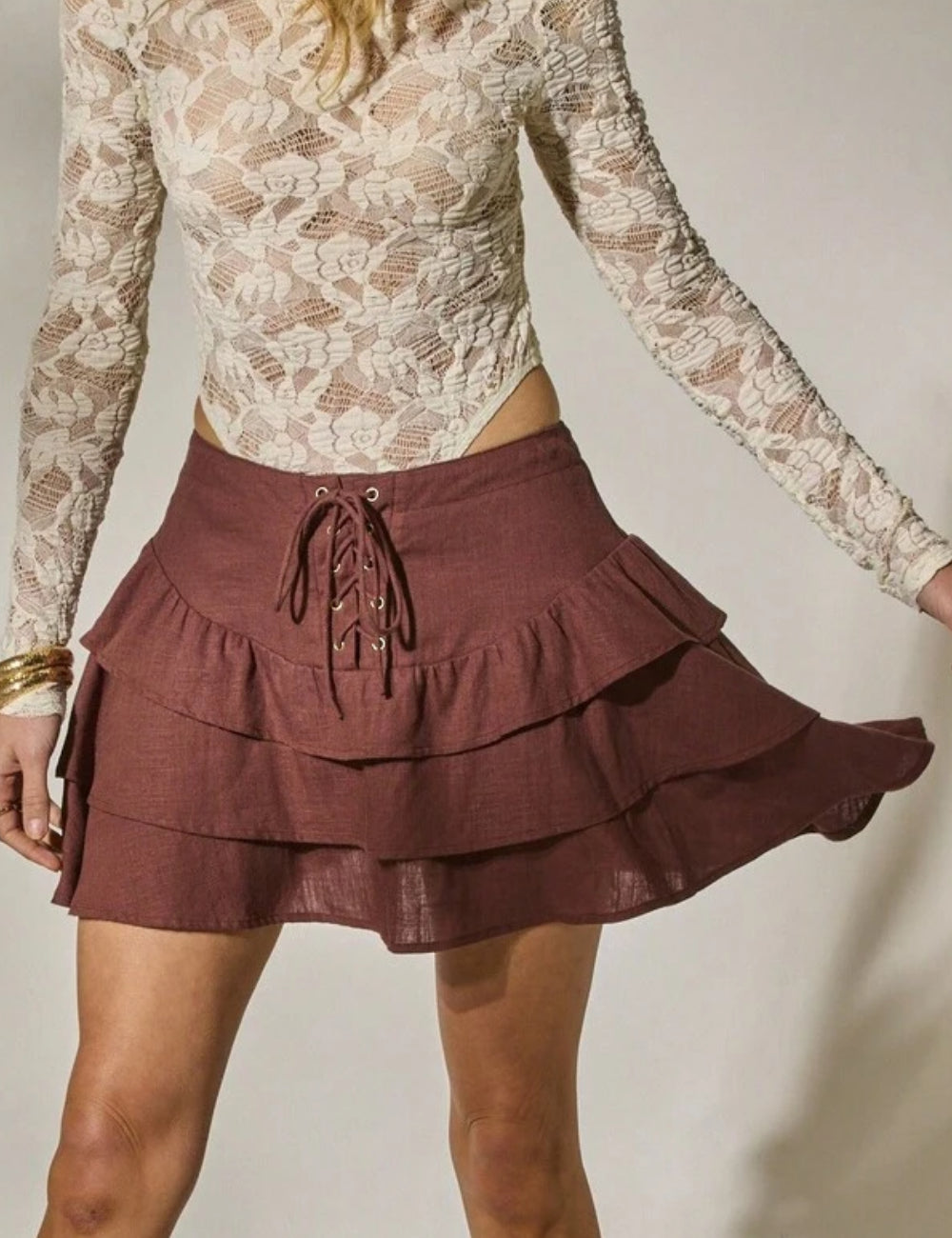 Shein miniszoknya, barna