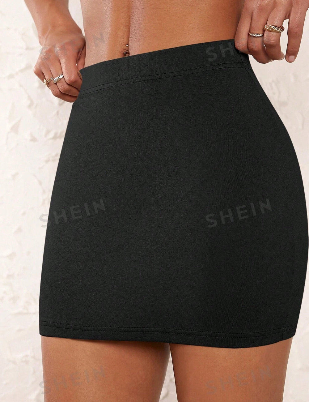 Shein miniszoknya, fekete