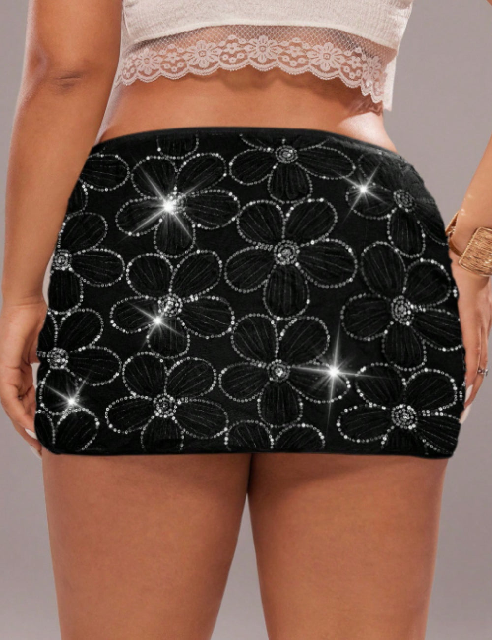 Shein Curve+ miniszoknya, fekete