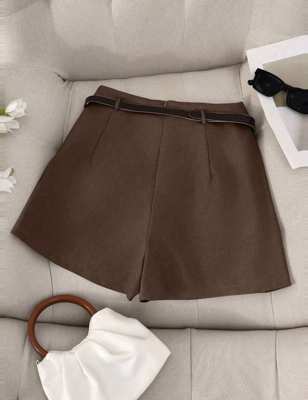 Fustă Pantalon Shein Curve+, maro