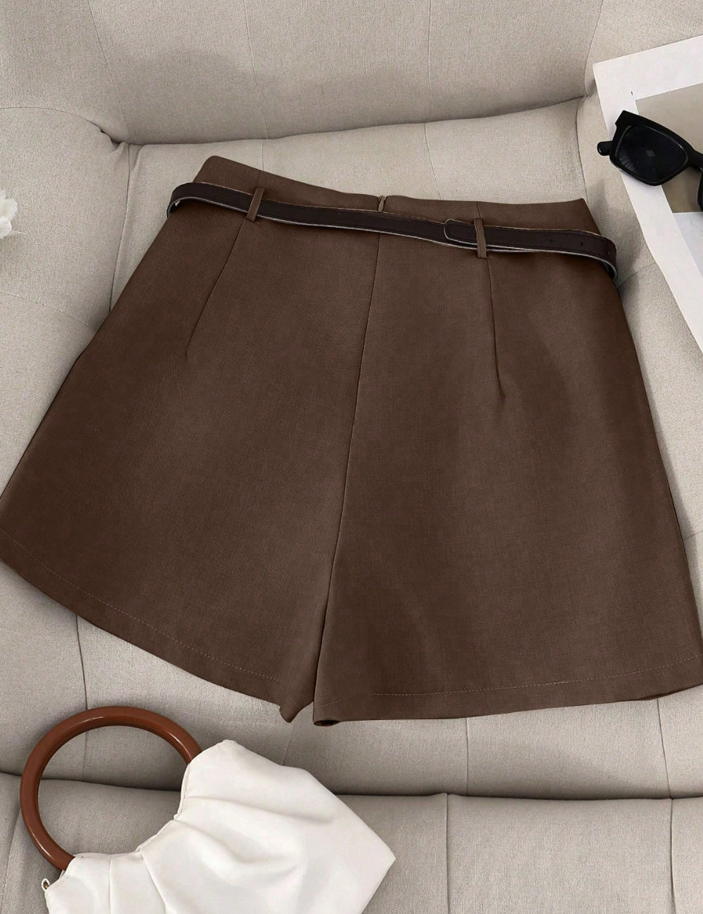 Fustă Pantalon Shein Curve+, maro