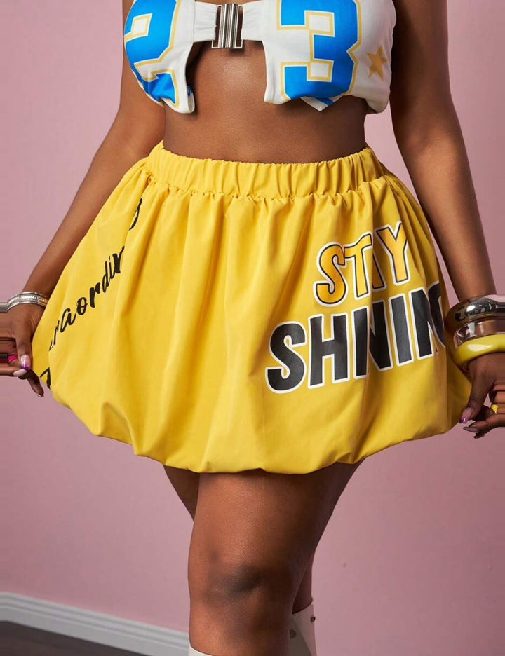 Shein Curve+ miniszoknya, sárga
