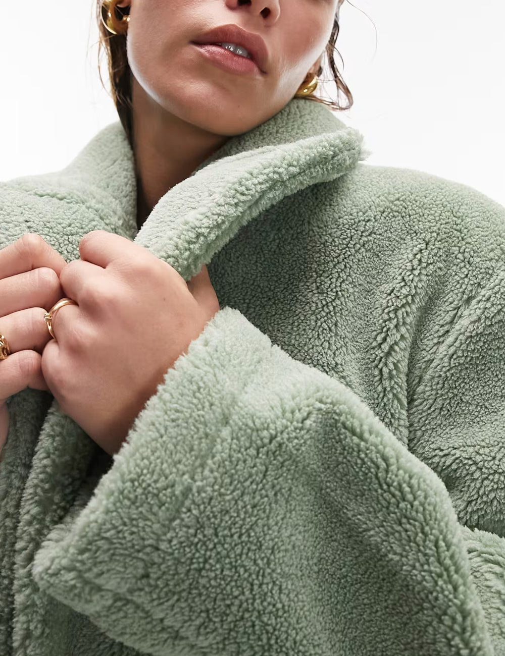 Topshop zöld szőrmekabát