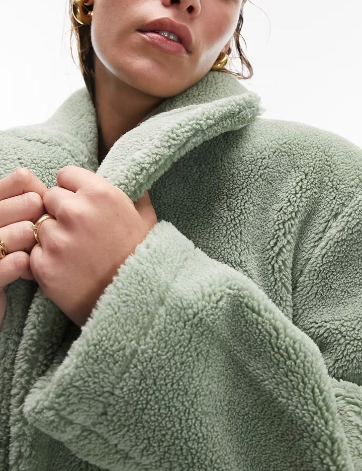 Topshop zöld szőrmekabát