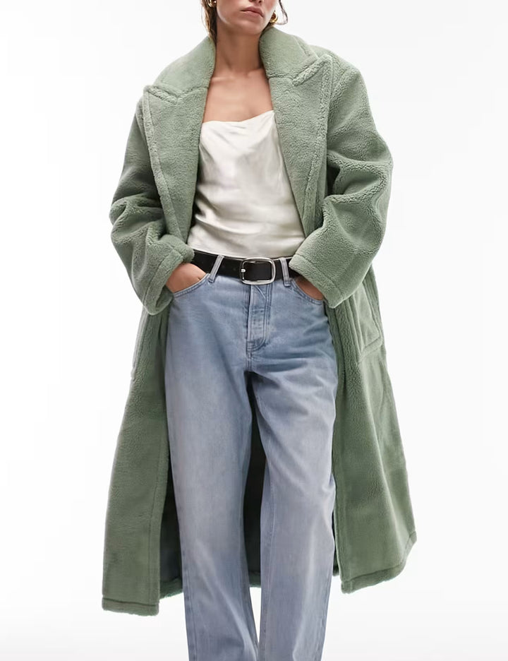 Topshop zöld szőrmekabát