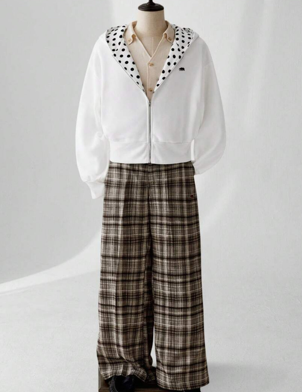 Shein MANFINITY cipzáros pulóver, fehér