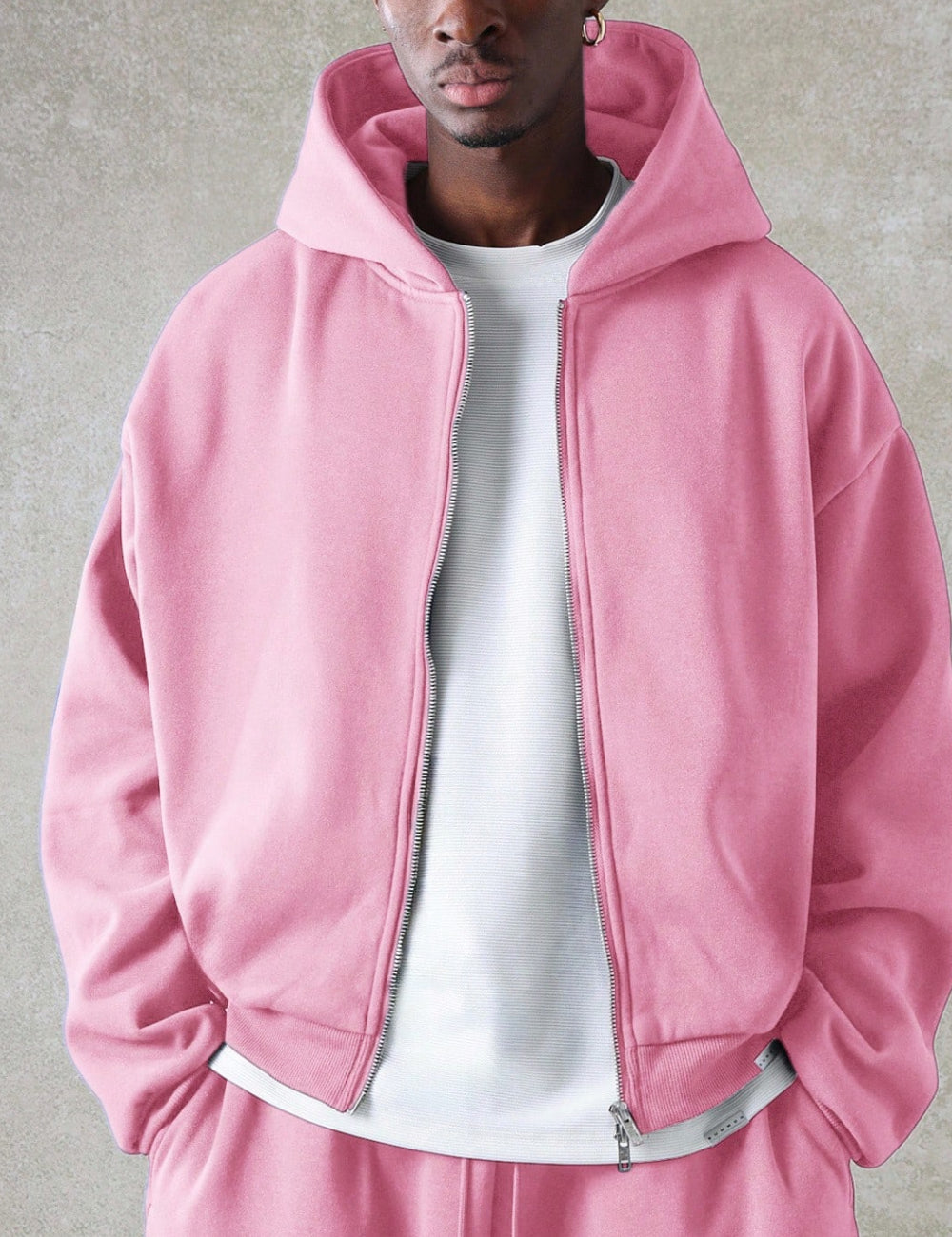 Shein SUMWON Zip-up Hoodie, Pink