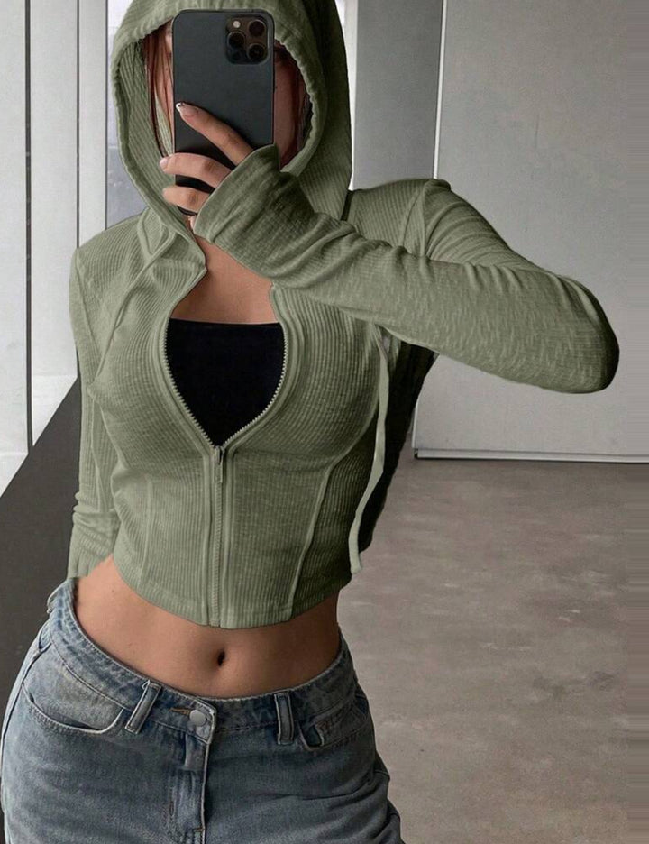 Shein DAZY cipzáros pulóver, zöld