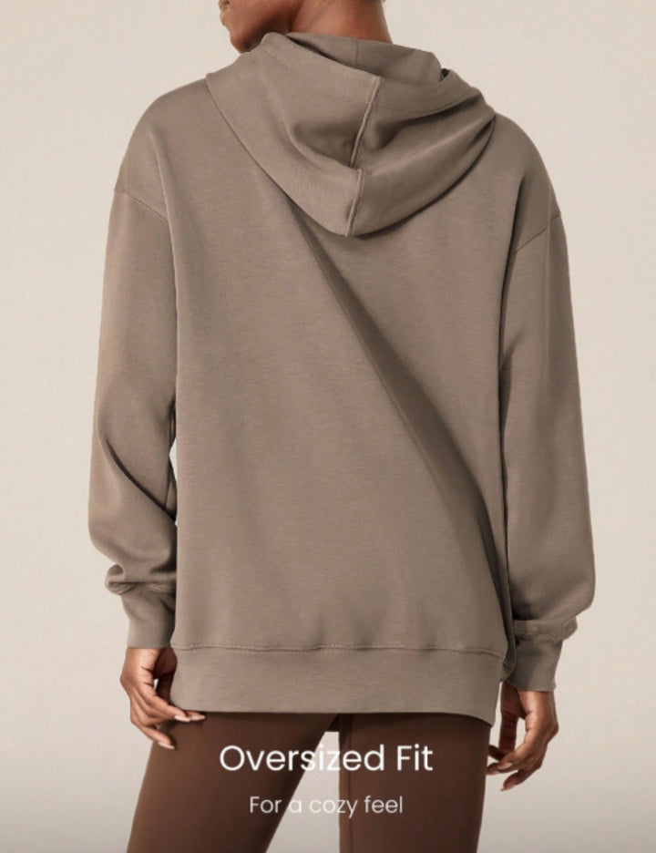 Shein GLOWMODE kapucnis pulóver, barna