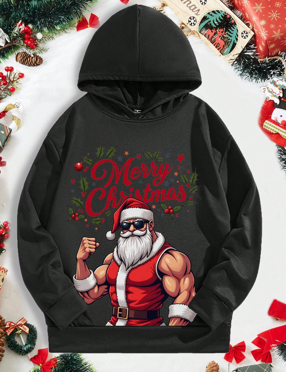 Shein MANFINITY fekete kapucnis pulóver