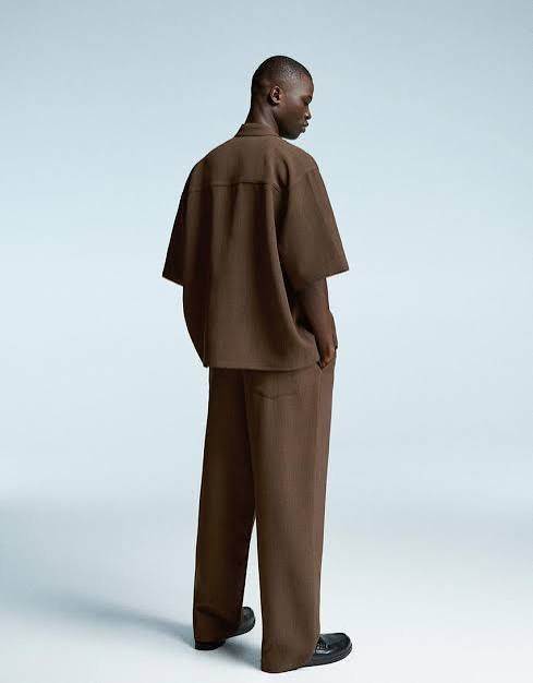 Rövid ujjú ing BERSHKA, barna