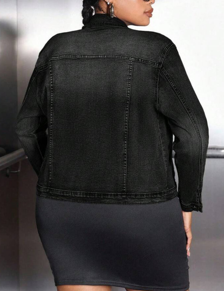 Jachetă De Blugi Shein Curve+, negru