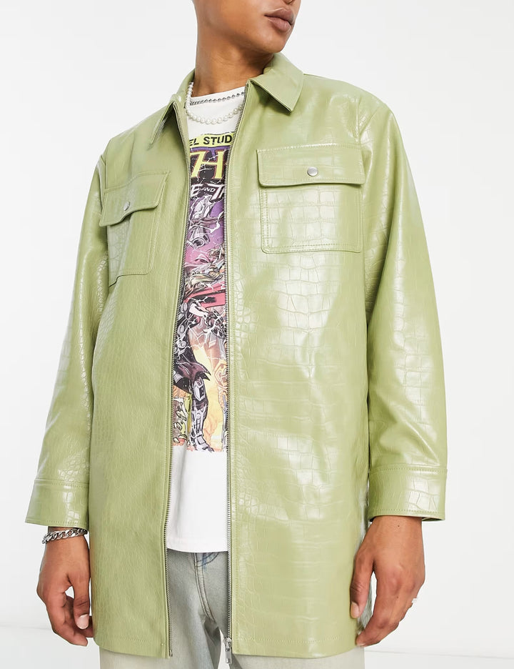 ASOS műbőr dzseki, zöld