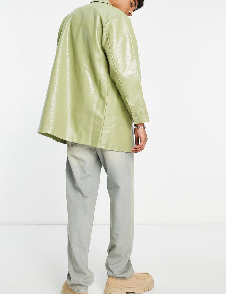 Jachetă imitație de piele ASOS, verde