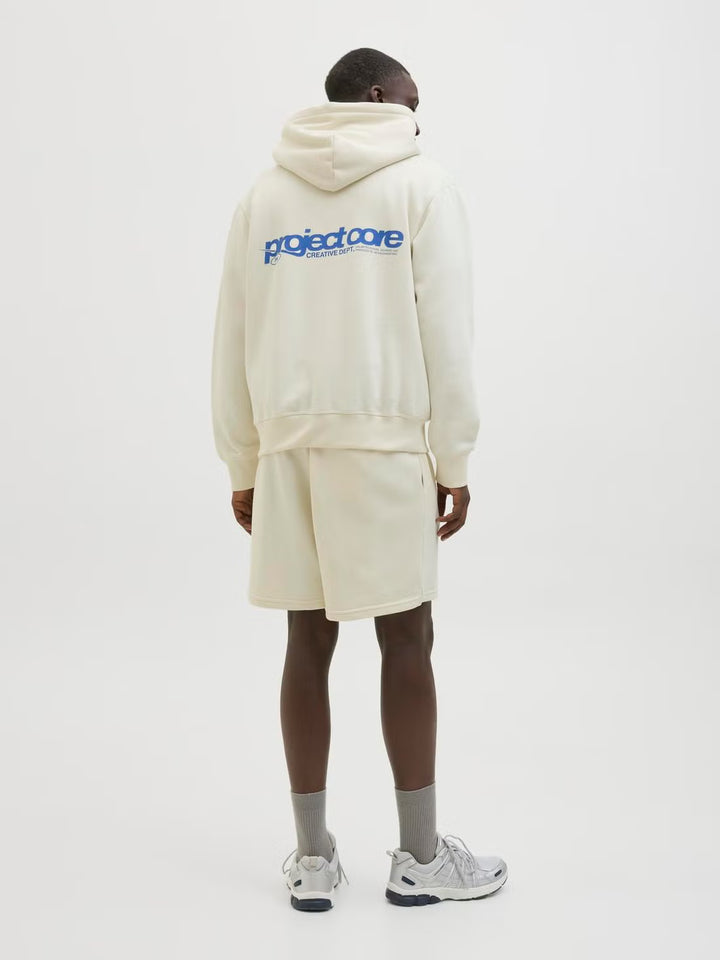 Kapucnis pulóver JACK&JONES, krémszínű