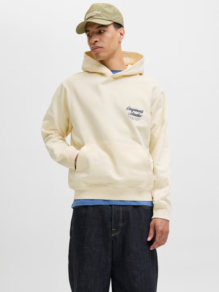 Kapucnis pulóver JACK&JONES, krémszínű