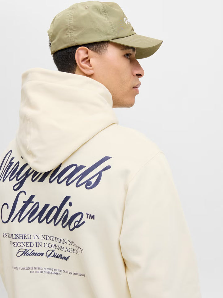 Kapucnis pulóver JACK&JONES, krémszínű