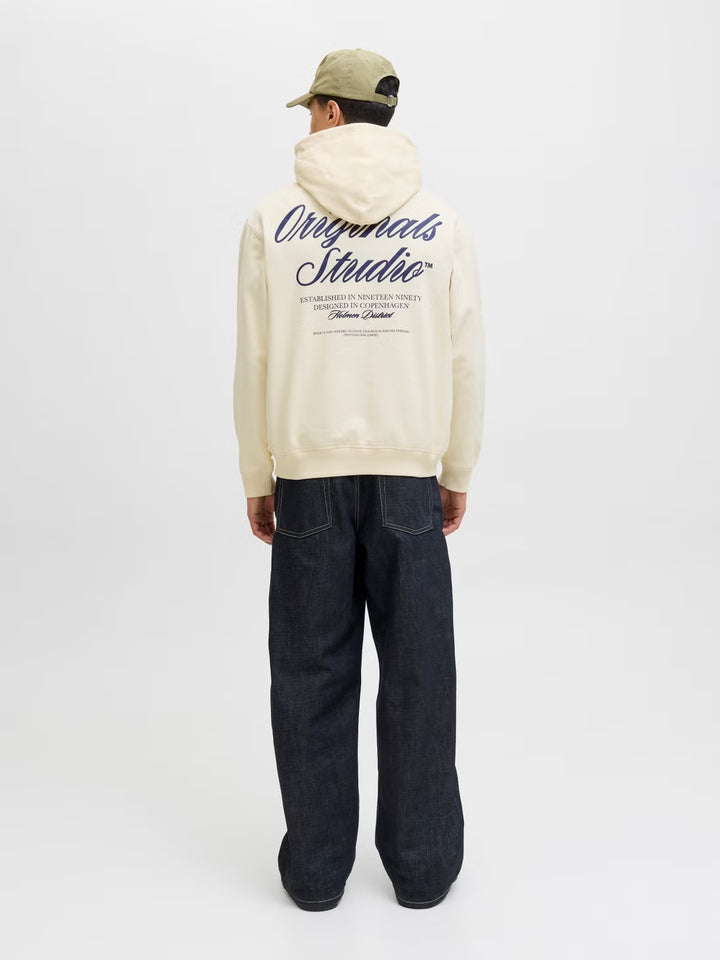 Kapucnis pulóver JACK&JONES, krémszínű