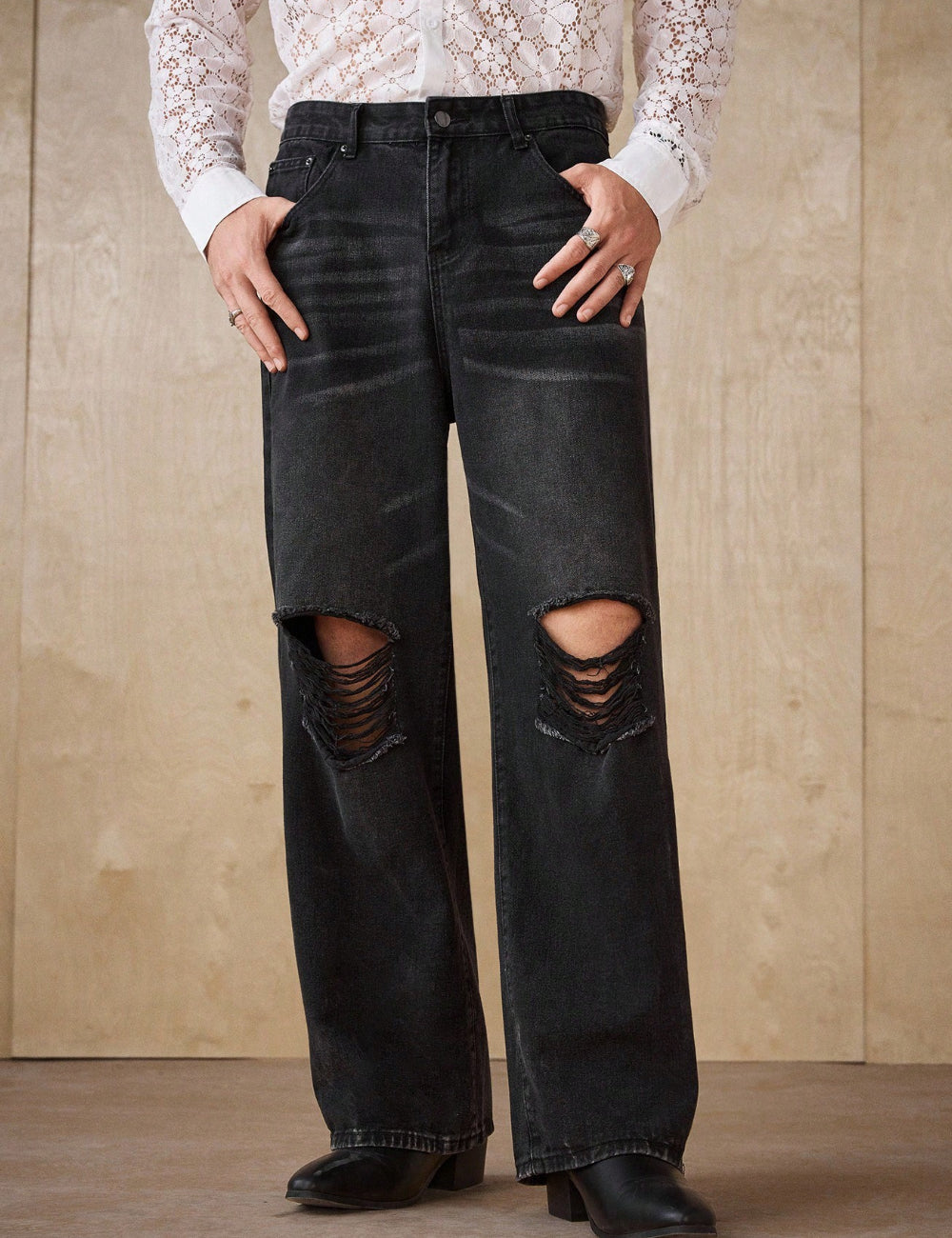 Jeans Shein MANFINITY, negru
