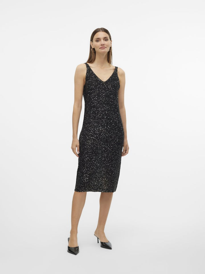 VERO MODA midi ruha, fekete