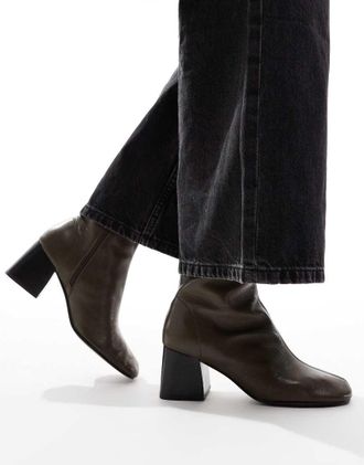 ASOS khaki bőr bokacsizma