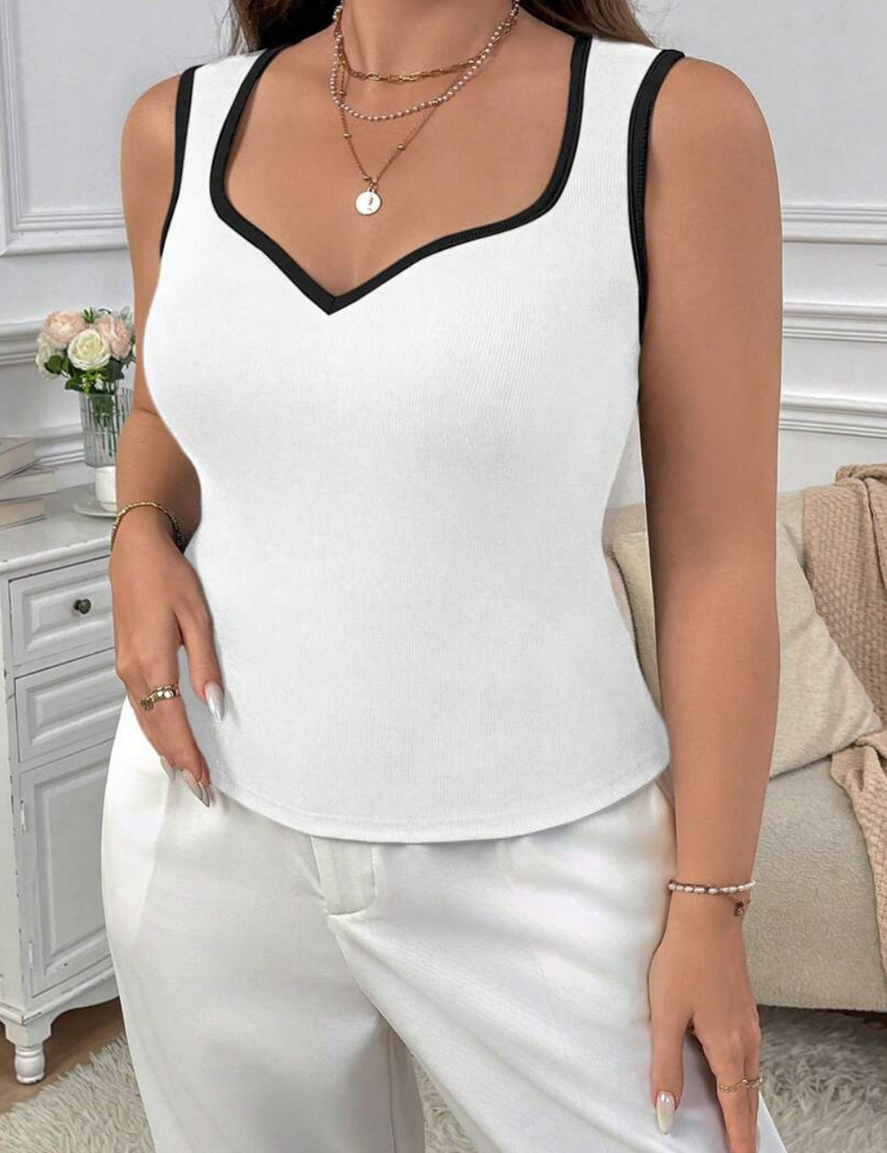 Shein Curve+ trikó, fehér